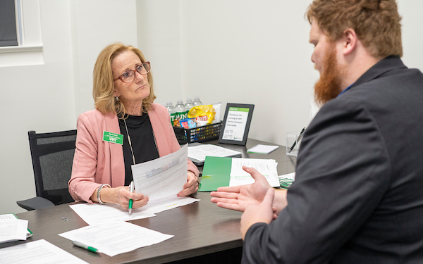 Student in an advising session